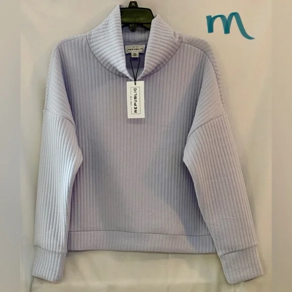 For The Republic Light Blue Cowl Neck Sweater - Picture 1 of 2